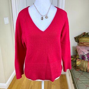 Wendy B Sweater Red Cashmere V-Neck  (M)